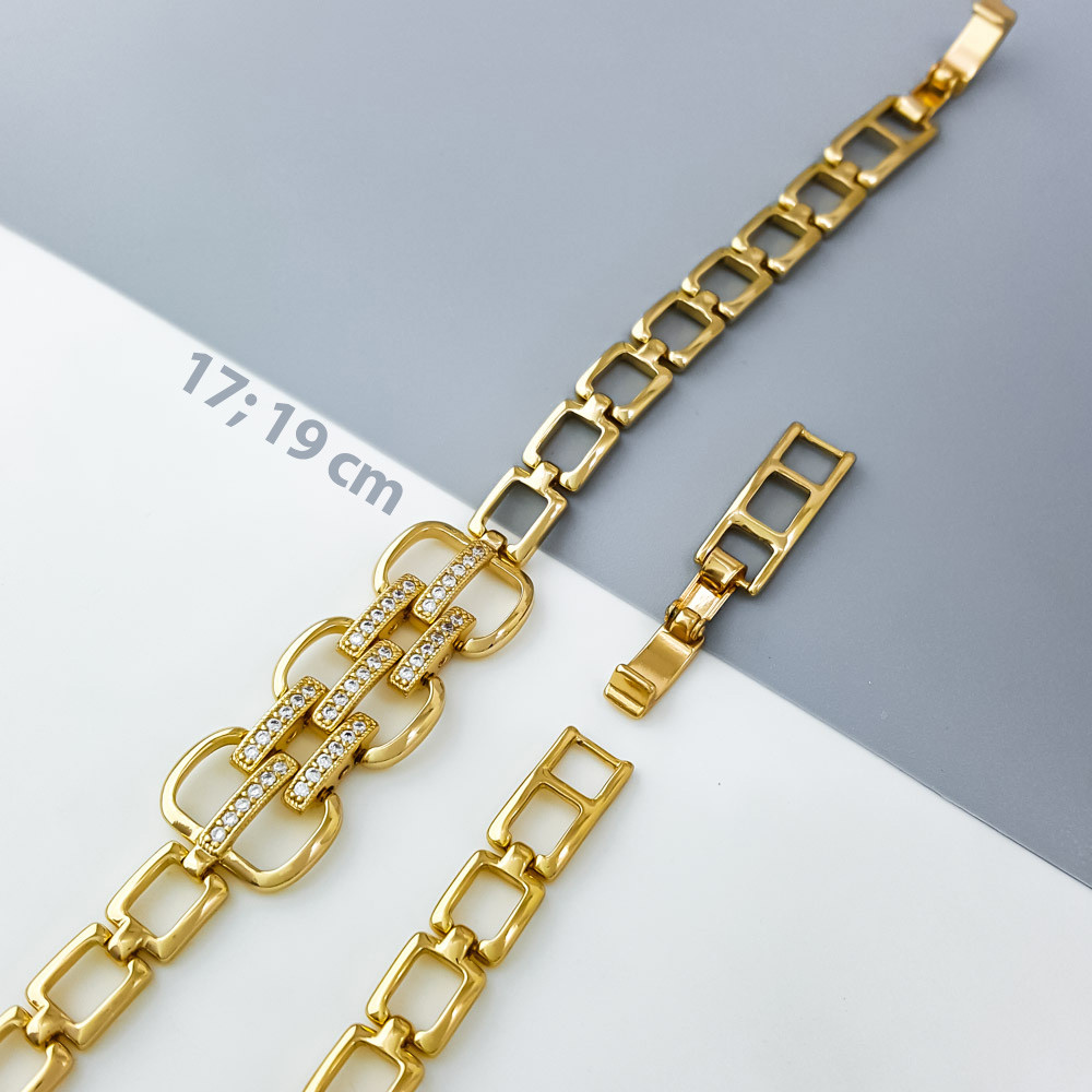 Браслет Ажурний з камінням, р.17; р.19; медзолото Xuping, позолота 18К, фото 1