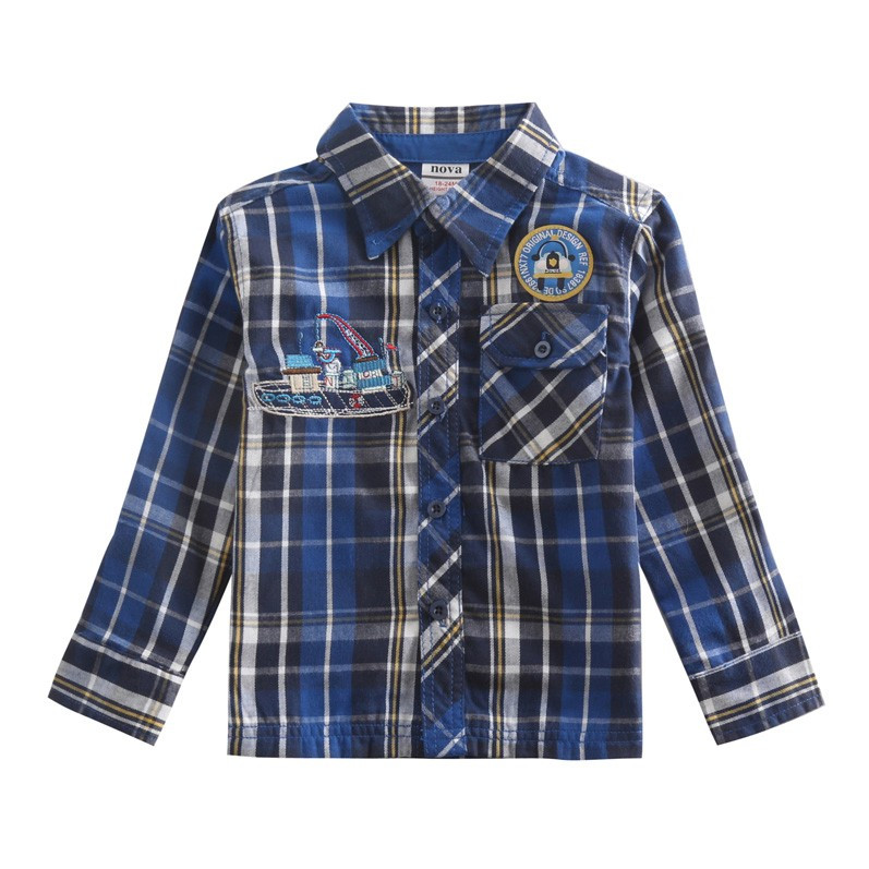 Дитяча сорочка для хлопчика в клітку 98, 104, фото 1