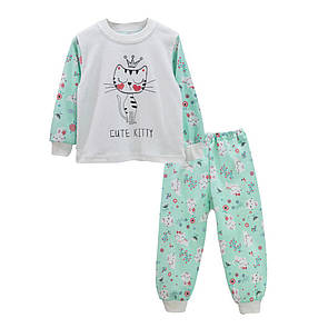 Дитяча піжама для дівчинки Котик інтерлок-пеньє