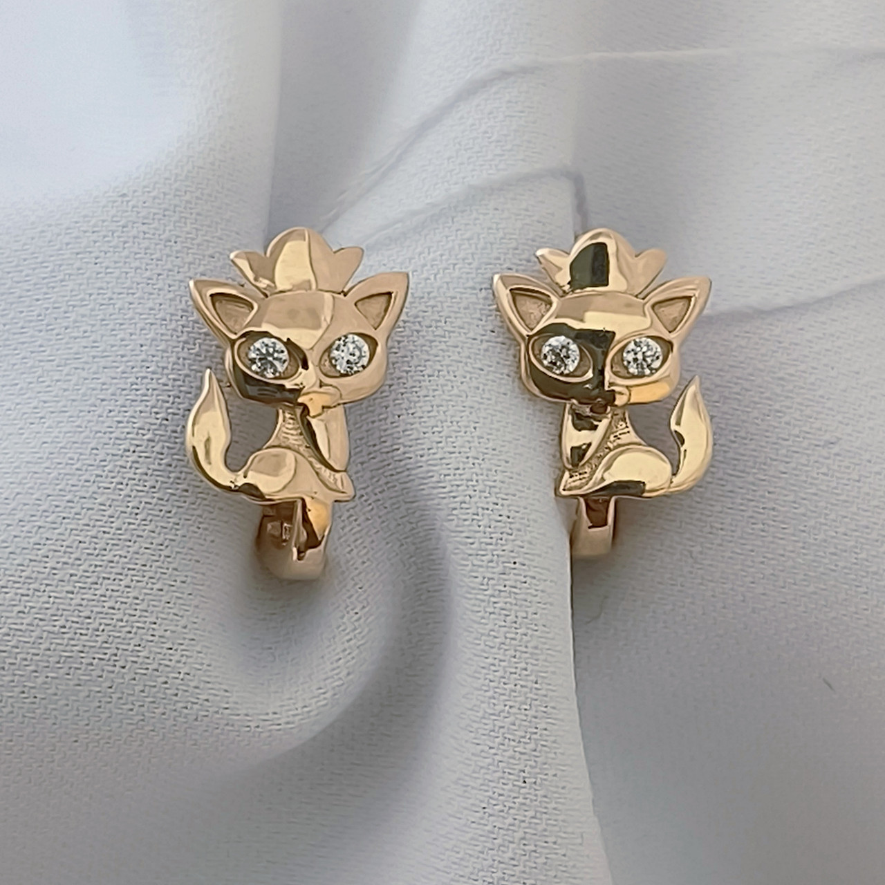 Золоті сережки котики 585 проби