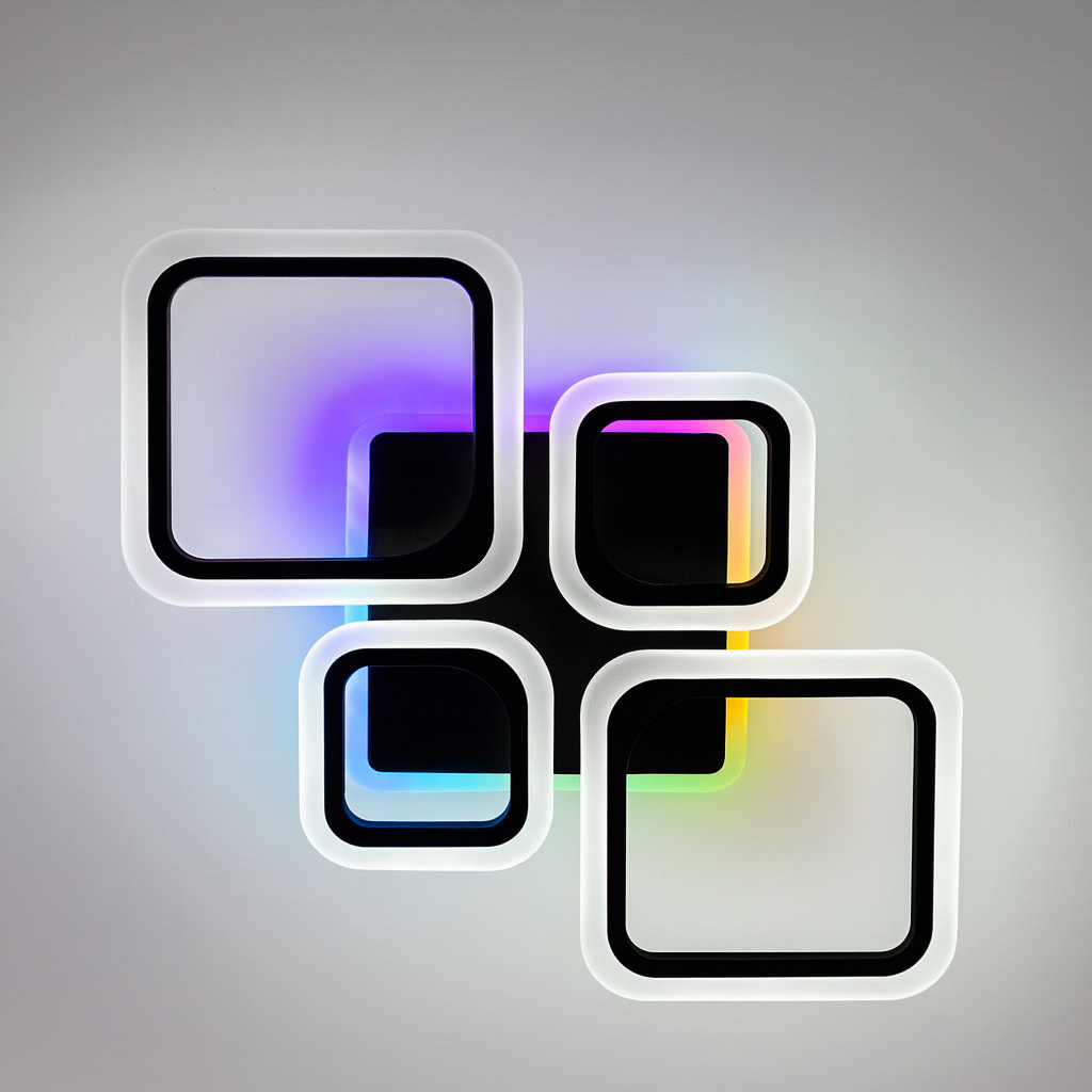 Світлоідодна люстра LUMINARIA 90W до 20 м² колір Чорний OVAL RGB 90W 5S BLACK, фото 1