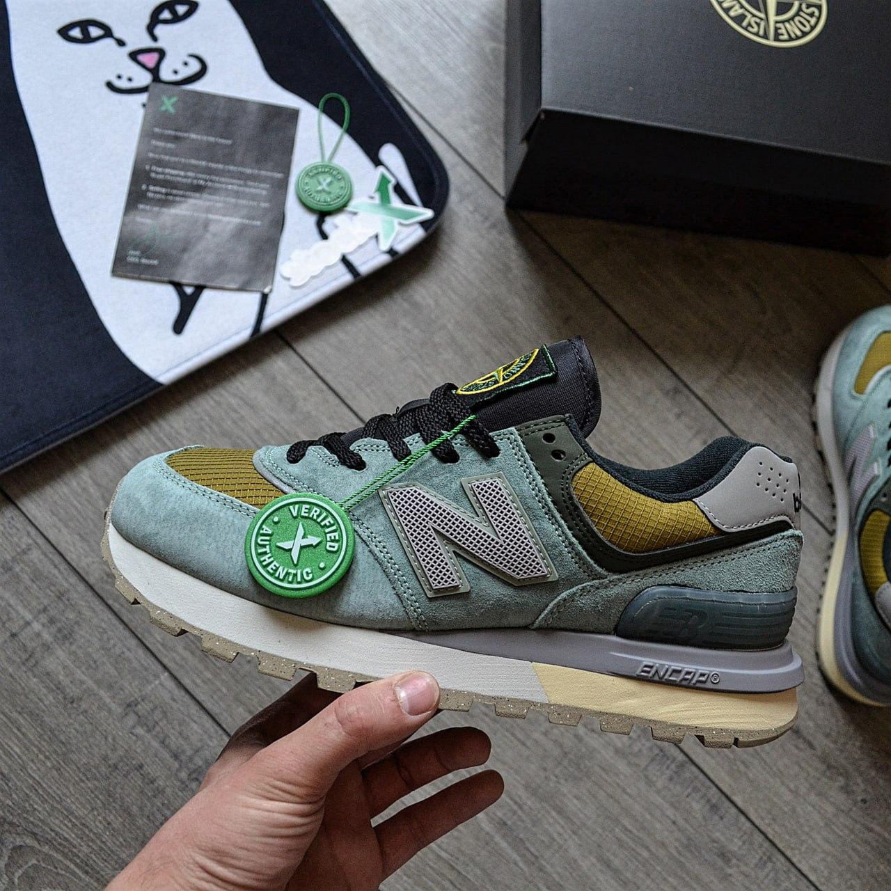 Чоловічі кросівки New Balance 574 Stone Island Legacy Light Grenn зелені Взуття Нью Баланс 574 замша текстиль демісезон, фото 1
