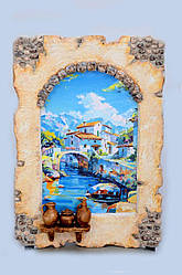 Ексклюзивне настінне авторське панно “Гірське містечко” ручної роботи
