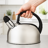 Чайник для плити зі свистком EdgeSteel, 1,5 л, нержавіюча сталь, одинарне дно
