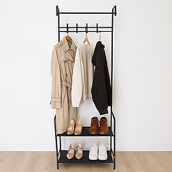 Вішалка для підлоги стійка для одягу на 2 яруси, 160х60х35см / Вішалка для одягу з гачками