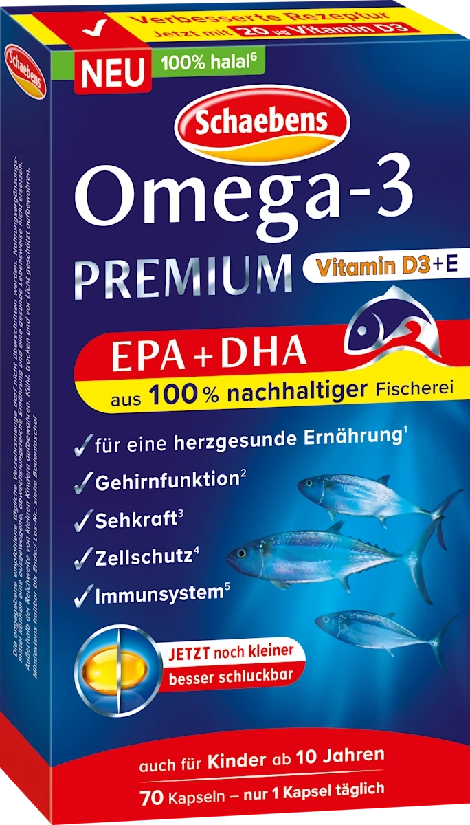 Біологічно активна добавка Schaebens Omega 3 Premium + Vitamin E, 70 шт