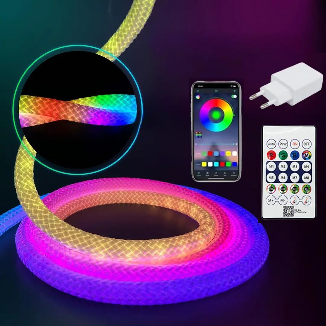 Світлодіодна розумна стрічка шланг 5 м, RGB, + пульт / Гнучка неонова стрічка / Стрічка світлодіодна, фото 1