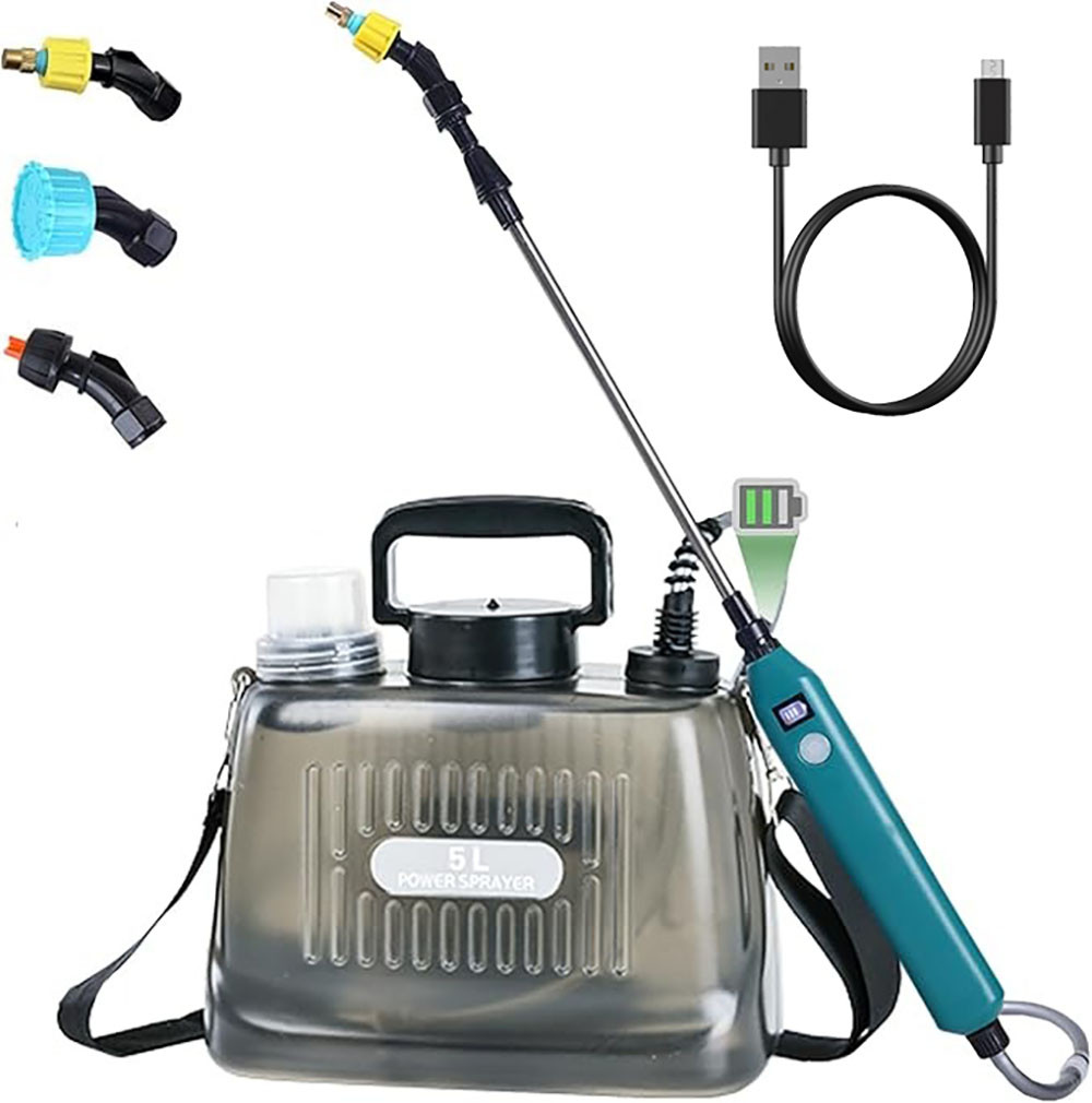 Акумуляторний обприскувач 5л, 2000мАч + насадки / Оприскувач для саду / Обприскувач садовий, фото 1