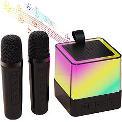 Караоке колонка з 2 мікрофонами Bluetooth, K18, Чорний / Блютуз колонка / Портативна колонка