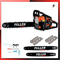Бензопила Feller ESC-4100 Бензопила цепная Пилы для дерева (2 шины, 2 цепи) Пилки БЕНЗИНОВІ Бензопила садова