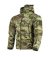 Куртка мультикам софт шелл военная на флисе с мембранной softshell осенняя водоотталкивающая multicam