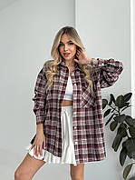 Жіноча гарна сорочка клітинка фланель 42-48