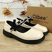 Білі шкільні туфлі для дівчинки тм Clibee