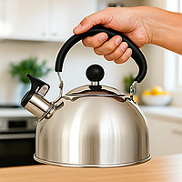 Чайник для плити зі свистком RetroSteel, 1,5 л, нержавіюча сталь, капсульне дно