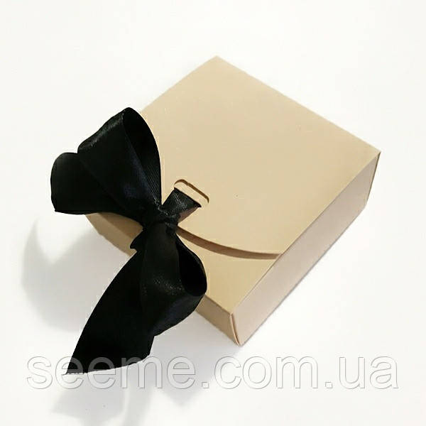 Коробка подарункова 80х80х35 мм, колір кава з молоком, фото 1