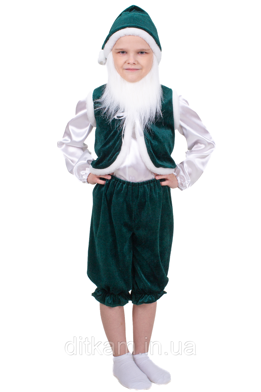 Карнавальний костюм Гном №1 велюр (смарагд), фото 1