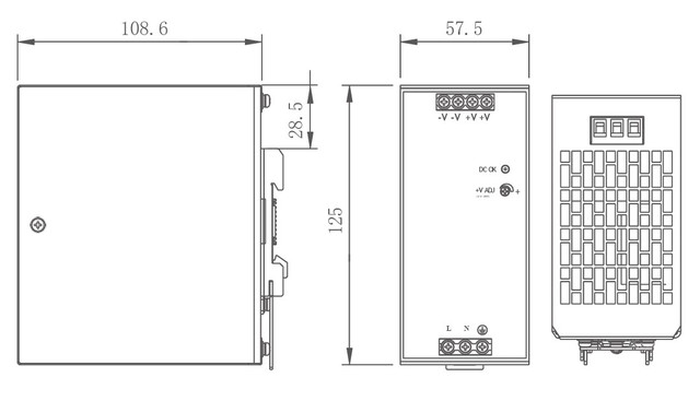 Габаритные размеры Промышленный блок питания  на DIN-рейку, 240Вт,  NLD