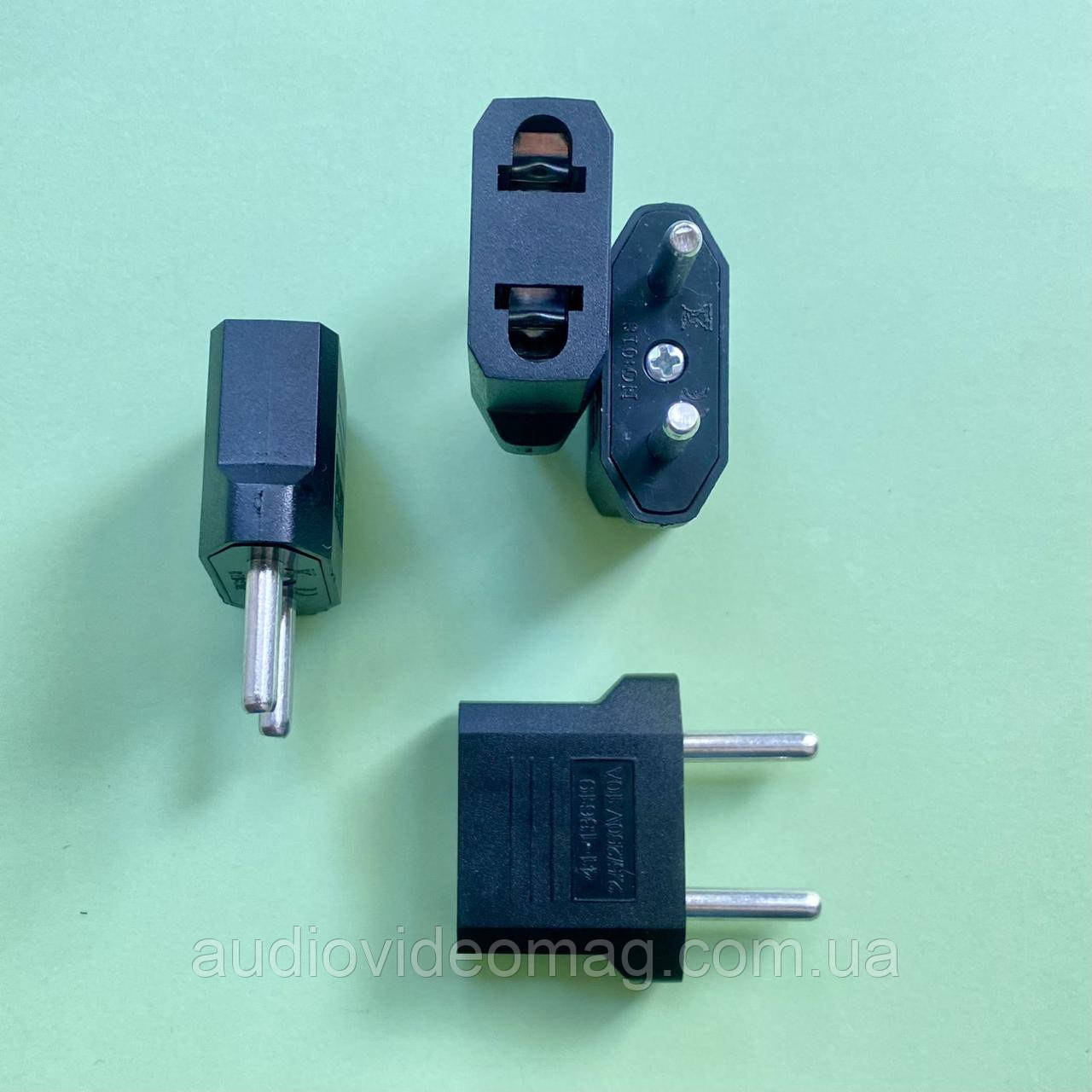 Перехідник для вилки з плоскими ніжками, колір - чорний, фото 1