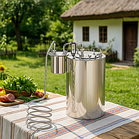 Аппарат дистиллятор бытовой из нержавейки для улицы, дачи с сухопарником 22 л Дачник тм БУДЬМО Крафт