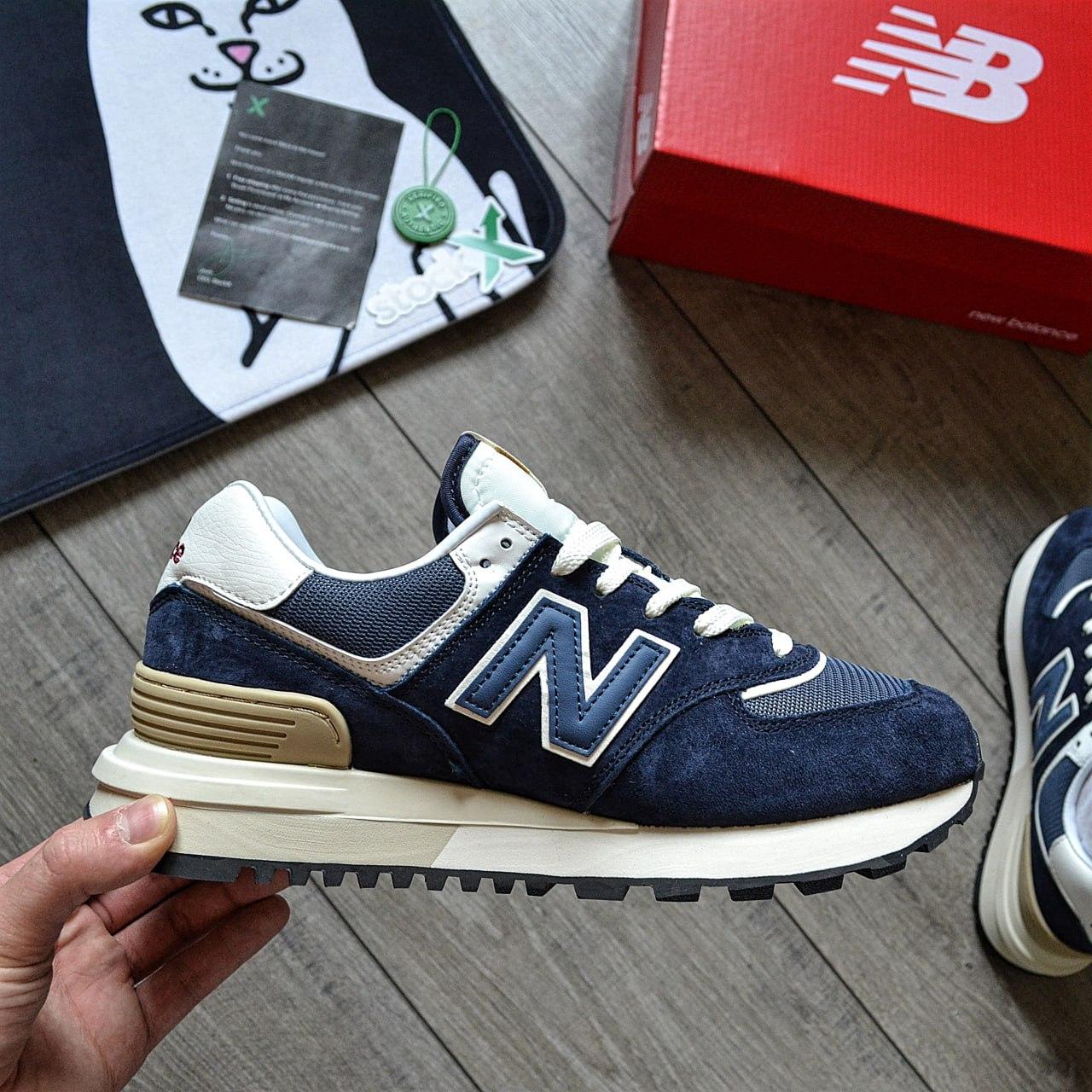 Чоловічі кросівки New Balance 574 Legacy  Navy Angora Dark Blue Сині Взуття Нью Беланс 574 натуральна замша демісезонні, фото 1