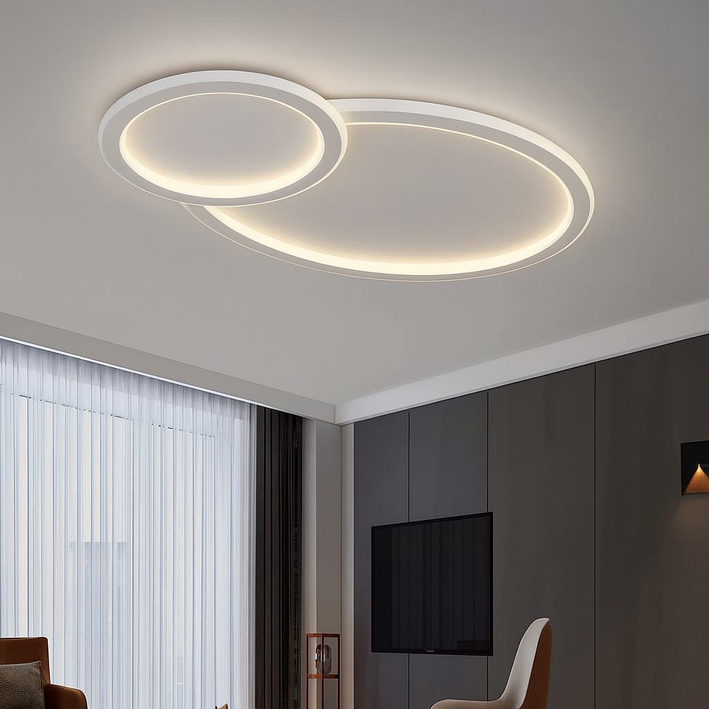 Потолочная LED люстра до 15 м² белого цвета 50W 3 режима света (7871006), фото 1