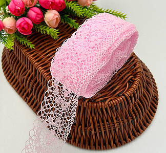 Мереживо "Белла" / Ширина - 4 см / Рулон - 10 метрів / Рожевий