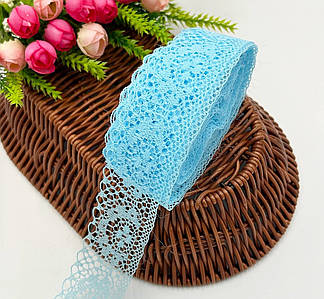 Мереживо "Белла" / Ширина - 4 см / Рулон - 10 метрів / Блакитний