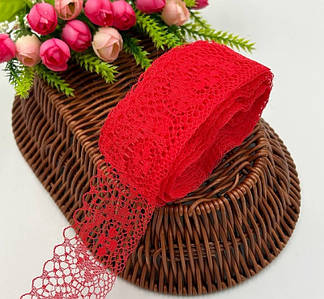 Мереживо "Белла" / Ширина - 4 см / Рулон - 10 метрів / Червоний