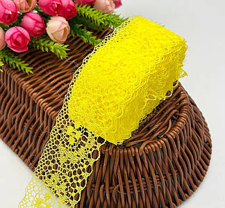 Мереживо "Белла" / Ширина - 4 см / Рулон - 10 метрів / Жовтий
