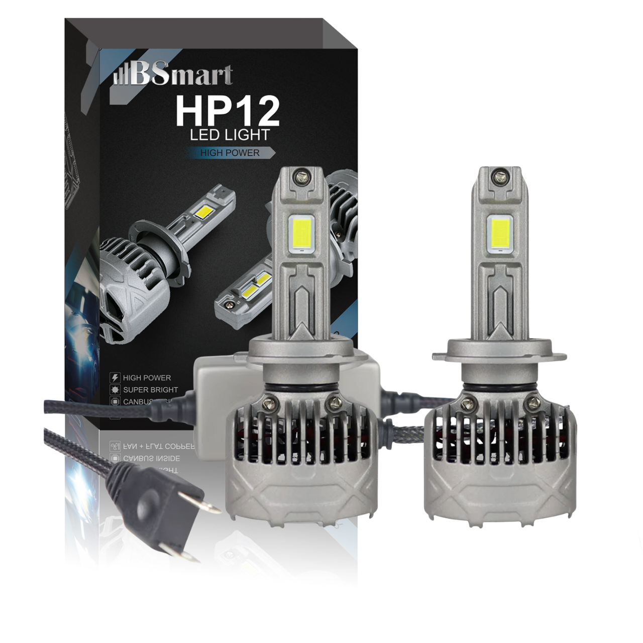 Автолампи LED BSmart HP12 цоколь H7 180Вт 17000Лм 12В 6500K 90W на лампу