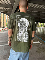 Мужская классическая футболка с принтом Dron Girl, Олива