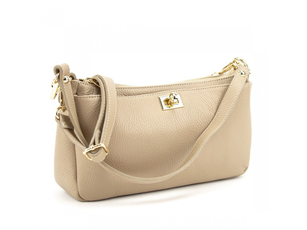 Сумка крос-боді жіноча компактних розмірів через плече виготовлена ​​з натуральної шкіри зернистої структури, фото 1