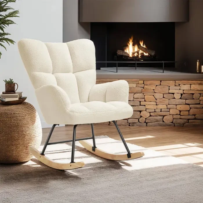 Затишне крісло- качалка Torve букле бежевого кольору