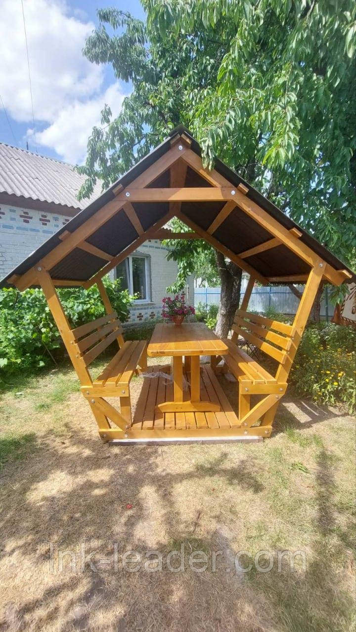Дерев'яна альтанка, розбірна (на 8 людей) "Карпатка", фото 1