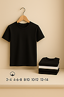 Футболка Nam детская спортивная короткий рукав хлопковая однотонная 2-14 лет черная