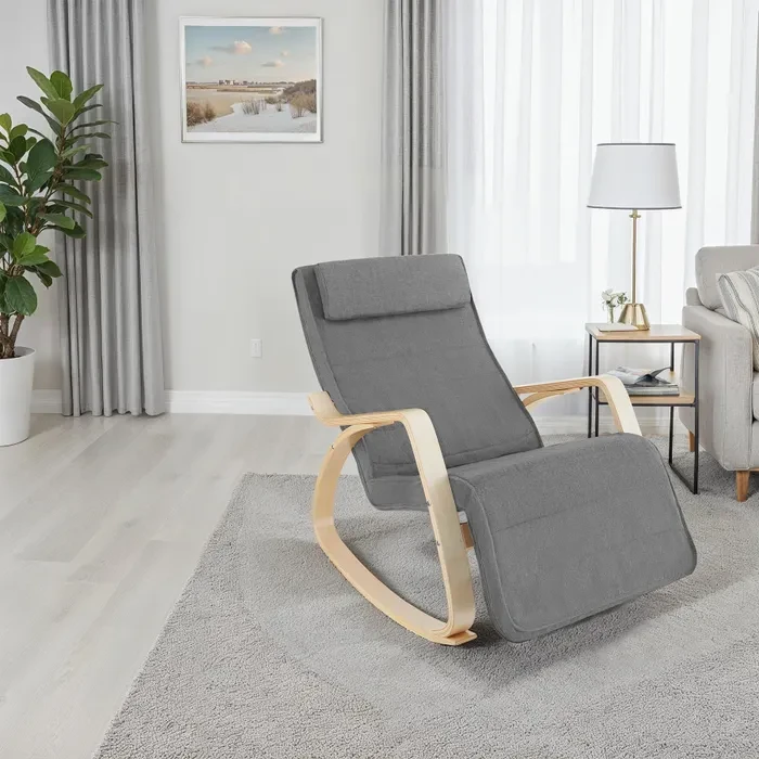 Крісло - качалка з м'якою оббивкою Onda світло-сірого кольору