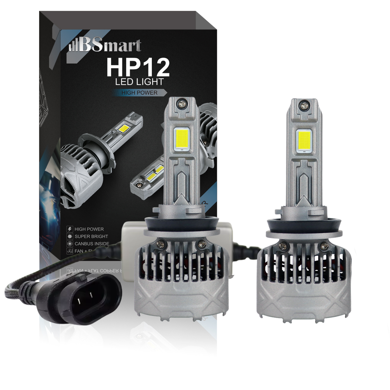 Автолампи LED BSmart HP12 цоколь H11 H8 H9 180Вт 17000Лм 12В 6500K 90W на лампу