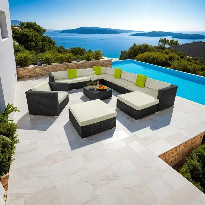 Кутовий модульний диван із ротанга Las Vegas, алюміній, фото 1