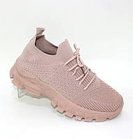 Супер-зручні жіночі літні трикотажні кросівки колір пудри пудровий top market