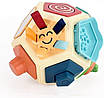 Бізікуб розвиваюча іграшка з дзеркалом калейдоскопом Дитячий ігровий куб з липучкою брязкальцем з пальчиковими іграми, фото 8