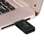 USB 2.0 Картридер чорний для microSD TF карт пам'яті, портативний кардрідер для ноутбука та ПК, фото 3