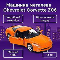 Kinsmart Chevrolet Corvette Z06 — оранжевая инерционная машинка 1:36, металл, 12 см KT5320W-3, фото 8