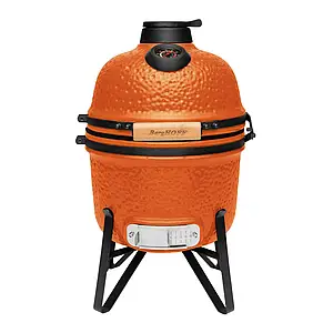 Маленька вугільна керамічна гриль піч з кришкою та термометром Weber BergHOFF помаранчева на ніжках