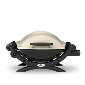 Компактний настільний газовий гриль - барбекю Weber Q1000 Titan титановий з термометром, для дому та природи.