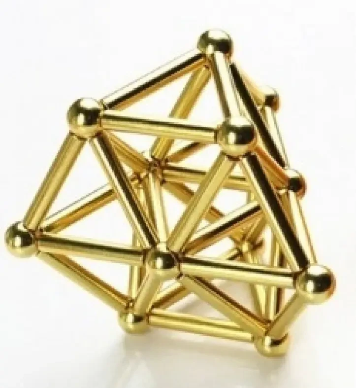 РОЗПРОДАЖ Магнітний конструктор Нео куб стержни Золотий 64 елемента, фото 1