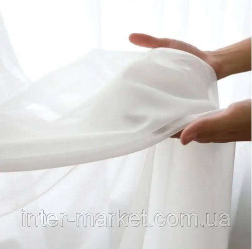 Білий турецький тюль з шифону на тасьмі 300x270см., фото 1