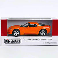 Kinsmart Chevrolet Corvette Z06 — оранжевая инерционная машинка 1:36, металл, 12 см KT5320W-3, фото 5