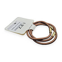 Гумка для волосся d - 5 см набір 3 шт тонка з металевою вставкою #03 шоколад