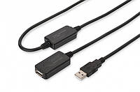 Кабель Digitus Удлинитель USB 2.0 Active Cable, A/M-A/F, 20 m