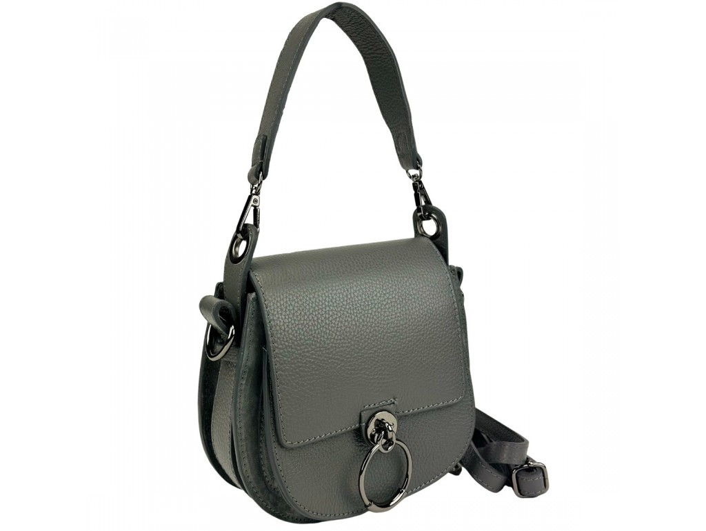 Сумка жіноча невеликого розміру через плече виготовлена з комбінації натуральної шкіри та замші, фото 1